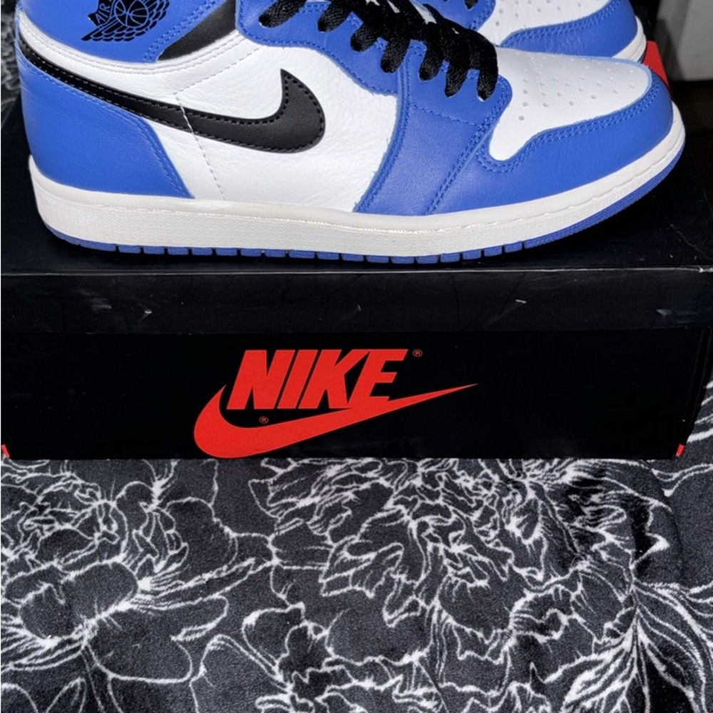 Jordan Blue and White High-Top Sneakers